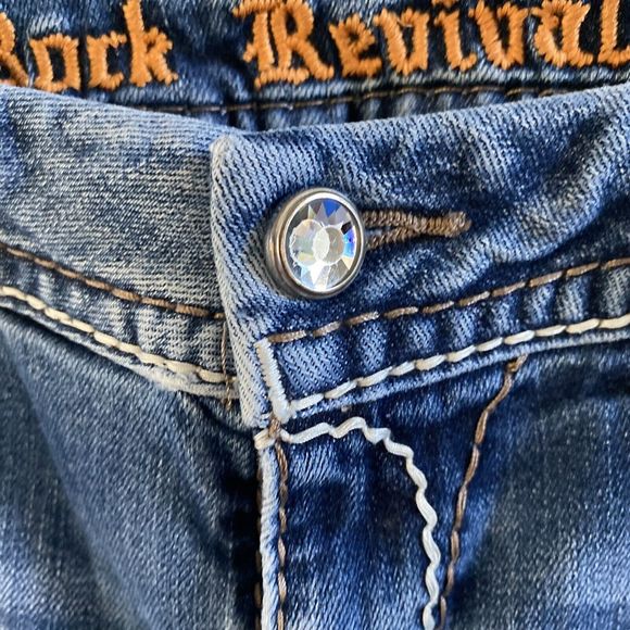 Rock Revival Jeans Women's 28 Easy Straight Tetbury Flap Pocket Bling Low Rise - Picture 5 of 16